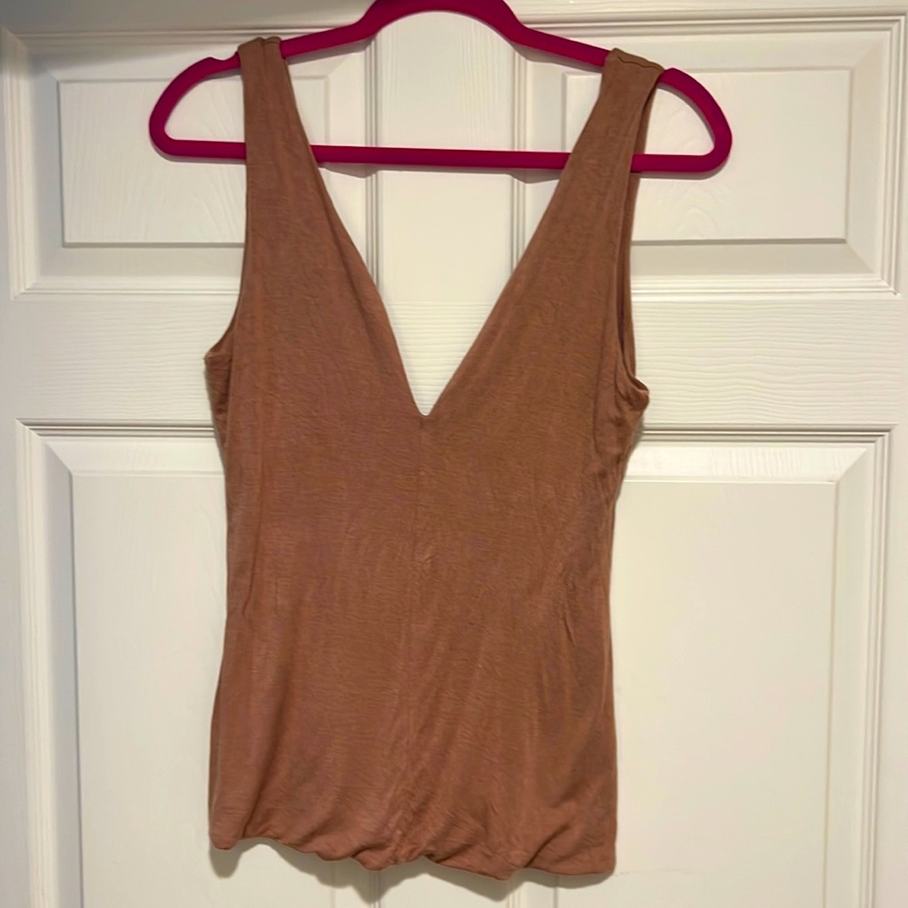 Deep V  Tan color sleeveless top